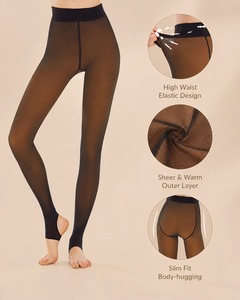 Translucent Fleece Lined <strong>Tights</strong> 160g-300g <strong>Winter</strong> Warm Thermal Stockings | High Waist Shaping Seamless Sheer Leggings for Women - Product Image 4