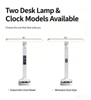 Lampe de bureau LED pour l'apprentissage et la lecture avec prise et ports USB, multiprise de 1,8 mètre