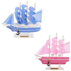 航海ホーム木製工芸品ヨット彫刻ケーキデスク車の装飾木製モデル帆船帆船ボート芸術品と工芸品