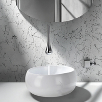 Robinet de salle de bain mural monotrou en laiton et céramique, sans contact, design moderne et luxueux, forme goutte d'eau, à poser sur le plan, le plus vendu