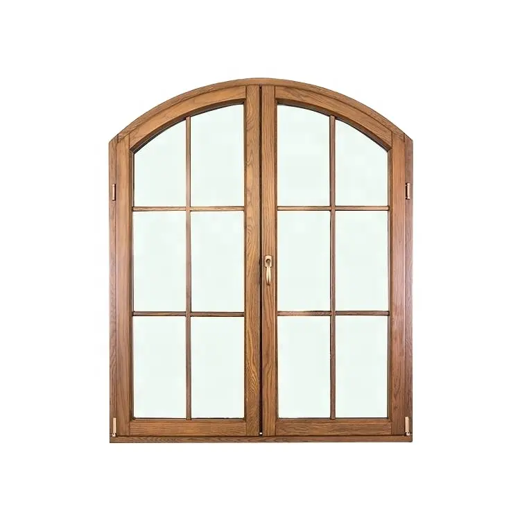 Marco de ventana de madera Estilo francés Aluminio Casas de madera Columpio Acero inoxidable Viento colgante horizontal Villa Europea A prueba de viento