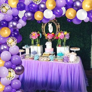 Kit de Arco de Balões Roxo com Confete Metálico Cromado, Conjunto de Balões Roxos, Cortina de Seda Chuva, Decorações de Fundo para Festa, Balão de Parede - Product Image 4