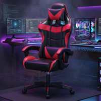 Chaise de Gaming Ergonomique en Cuir PU, Dossier Haut Inclinable, Pivotante, Réglable, avec Vérin à Gaz 2 Positions, Fonction Massage, Chaise PC Moderne