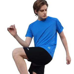 Customized oversized men's loose and comfortable elastic quick dryingPolyester T-shirt fitness running yoga short sleeves