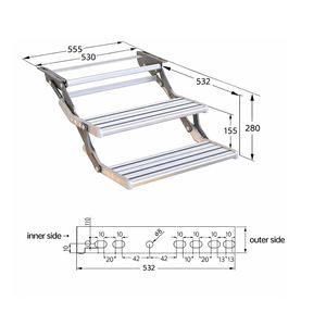 Escalera Manual Plegable y Retráctil <span class=keywords><strong>para</strong></span> RV, Escalón de Entrada de Aluminio de 2 Peldaños - Product Image 6