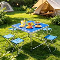 Table pliante de camping d'extérieur avec 4 chaises en aluminium 120x60cm, vente en gros, logo personnalisé