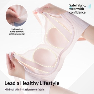 Sujetador de lactancia inalámbrico ultrafino y transpirable con orejas de conejo, tirantes dobles fijos, cierre frontal, nailon, para <span class=keywords><strong>embarazo</strong></span> y maternidad - Product Image 4
