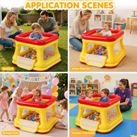 QPAU Aire de jeux gonflable 3-en-1 pour tout-petits : piscine à balles, trampoline et château gonflable avec filet de sécurité, pour 2-3 enfants, utilisation intérieure et extérieure