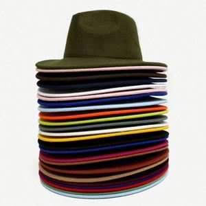 Sombrero Fedora Retro de Lana de Color Sólido con Ala Plana, Directo de Fábrica - Product Image 4