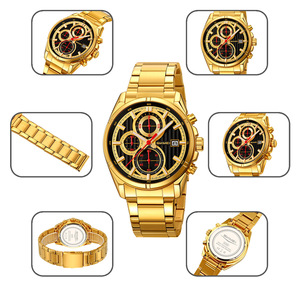 OEM/ODM reloj de hombre de negocios de acero inoxidable MOVIMIENTO DE CUARZO oro plata 6 pines dial de cristal 3ATM reloj impermeable de fábrica al por mayor - Product Image 5