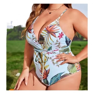 Traje de Baño de Una Pieza con Estampado y Lazos Largos, Talla Grande 4XL, en Oferta - Product Image 3