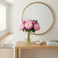 Buket Peony Buatan Warna Pink Muda, Rangkaian Peony Palsu dengan Sentuhan Alami untuk Dekorasi Meja Pernikahan dan Rumah
