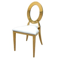 Chaise d'élégance en acier inoxydable doré avec rembourrage de luxe blanc pour banquets d'hôtel et mariages