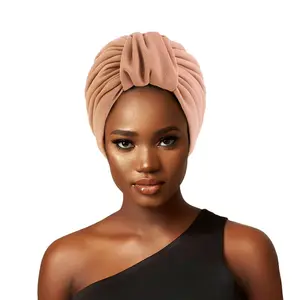 Nuevo turbante africano Head Wrap Big Knot Musulmán Turbante Sombreros Twisted Head Turbantes para mujeres
