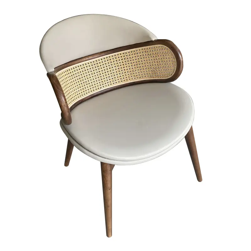 DISHI yeni tasarım ev mobilyası Rattan sandalye döşemeli katı ahşap Rattan yemek kolluklu sandalye