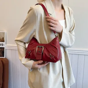 Borse a Spalla Vintage da Donna Y2K, Borse Hobo in Pelle PU per Ragazze Cool, Borsa Sottospalla a Tinta Unita con <span class=keywords><strong>Design</strong></span> Plissettato, Borsette da Donna - Product Image 2