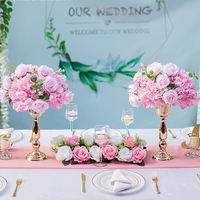 Décoration de table pour la maison, roses artificielles en soie et en plastique, centre de table pour événements de mariage, fleurs violettes en boule