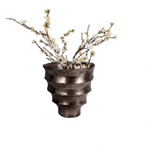 Handmade Modern Luxury Iron Coastal Design Large Tabletop flower <b>Vase</b> <b>Gold</b> Embossed Home Decor for Christmas Zahid Exports - Product Image 1