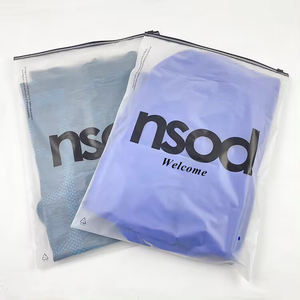 Grosir kustom logo Matte buram PVC <span class=keywords><strong>Zip</strong></span> Lock tas untuk T Shirt tas pakaian Biodegradable kemasan buram tas ziplock - Product Image 1