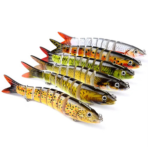 Leurre <span class=keywords><strong>nageur</strong></span> artificiel imprimé 13cm 19g en ABS multi-articulé à 8 sections avec hameçons pour eau salée, pour la pêche au bar, au brochet, au marlin, à la truite en lac, rivière, ruisseau - Product Image 1
