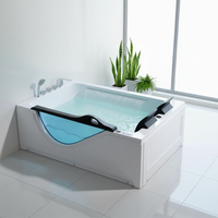 Baignoire autoportante en acrylique avec douche combinée, hydromassage (jets d'air), capacité 2-3 personnes, design moderne, installation facile