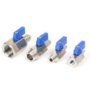 Bsp/NPT/bspt SS304/SS316L 1/4 " - 3/4" mini bóng Van nam/Nữ chủ đề Đuôi Ống barb mini bóng van với nhựa xử lý - Product Image 1