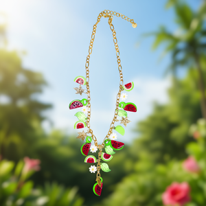 สร้อยคอรูปแตงโม ชุบทอง สแตนเลสสตีล จี้แฟชั่น เครื่องประดับฤดูร้อน - Product Image 3