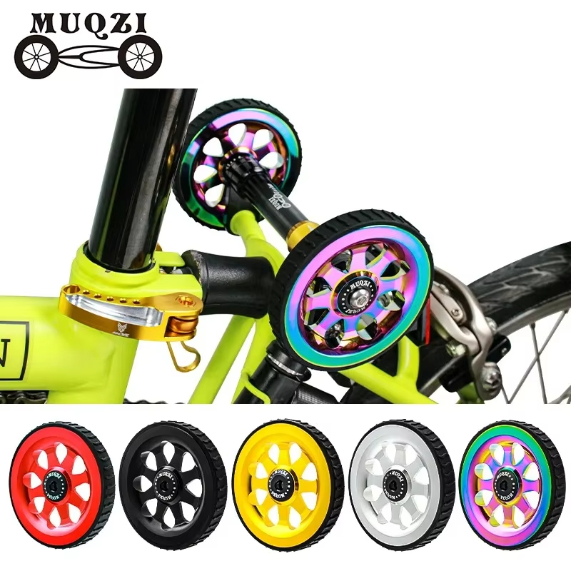 Roues De 82mm Pour Vélo Pliant Brompton - Alliage Aluminium Léger, Remplacement Facile, Noir (lot De 2)