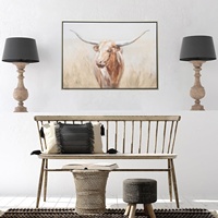 Affiche En Gros Encadrée Toile Art Highland Vache Peinture À L'huile Abstraite À La Main Mur Art Photo Animaux Décorations