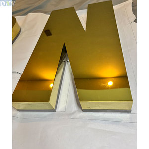 Titanium Gouden Spiegel Gepolijst Roestvrij Staal Led Teken Business Logo Gebouw Bedrijf Decoratief Licht Voor Ziekenhuizen - Product Image 4