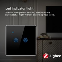 Interrupteur mural tactile SIXWGH de qualité supérieure avec panneau en verre, commande vocale, application à distance, compatible Zigbee/WiFi, personnalisable, compatible Alexa