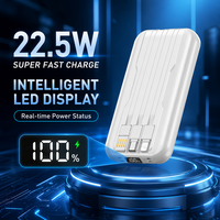 Batterie externe magnétique sans fil personnalisée 22,5 W 10000 mAh avec affichage numérique et 3 câbles intégrés, interfaces multiples pour smartphone