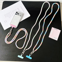 Cordon de téléphone portable Y2K esthétique en TPU scintillant avec perles, sangle colorée en spirale, anti-chute et antivol
