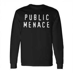 Camiseta de manga larga Public Menace con diseño de eslogan llamativo - Product Image 2