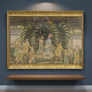 Peinture indienne traditionnelle de haute qualité sur soie, unique en son genre, 45x35, bon état, ABC Rugs ABCP-24 - Product Image 2