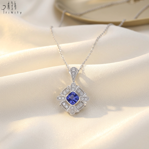 New Wholesale Export Sapphire Exquisite Pendant <b>Necklace</b> Jewelry 18K Solid White Gold Real Natural Diamonds Pendant <b>Necklace</b> - Product Image 6