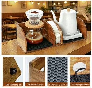 Organizador de Barra de Café de Madera de Acacia Personalizado, Soporte para <span class=keywords><strong>Cafetera</strong></span> Chemex, Portafiltros de Papel para Café, para Encimera - Product Image 4