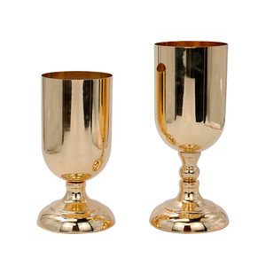 Vaso per Fiori <span class=keywords><strong>in</strong></span> <span class=keywords><strong>Ferro</strong></span> <span class=keywords><strong>Battuto</strong></span> Dorato Europeo a Forma di Calice, Portafiori Dorato da Tavolo per Centrotavola Matrimoniale - Product Image 3