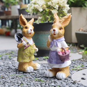 Lindas Figuras de Conejos de Jardín Impermeables, Adornos de Resina, Escultura de Conejo de Dibujos Animados para Decoración de Patio Exterior, Villa o Jardín - Product Image 4