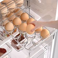 Boîte de rangement pour œufs de grande capacité en gros pour réfrigérateur, organisateur d'œufs empilable en plastique pour cuisine et réfrigérateur