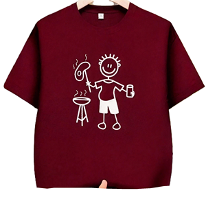 Divertente maglietta con stampa di un cuoco di barbecue, ideale per feste a tema barbecue, con umorismo grafico, perfetta per picnic estivi. - Product Image 1