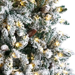 In the Trend 5FT 6FT 7FT PE Mix PVC Luxury Snow White Spruce Christmas <b>Tree</b> with Ornaments and <b>Light</b> Tabletop Base - Product Image 3