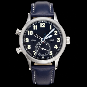 Relojes de Lujo para Hombre, 37.5 mm, Caja de Metal Color Oro Blanco, Esfera Azul, Estilo Piloto, Hora de Viaje <span class=keywords><strong>GMT</strong></span> 7234, Reloj Mecánico Automático - Product Image 1