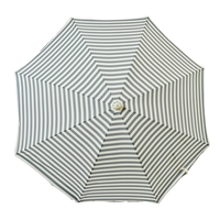 Parasol de plage rayé portable avec mât en bois, protection solaire extérieure pour la plage, le jardin, le camping, logo personnalisé disponible