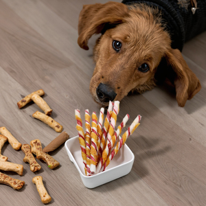 Rawhide chews โปรตีนสูง Rawhide wist ห่อไก่ beefhide และไก่ Twist Dog 5 "100กรัม/ถุงส่งเสริมการทำความสะอาดฟัน - Product Image 1