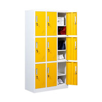 Armario Moderno de Acero para Gimnasio con 9/12 Puertas, con Cerradura y Llave para Vestidores, Armario Resistente