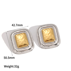 <b>Stud</b> <b>Earrings</b> Geometric Two Tone Gold Plated Zinc Alloy For Women Gift Fashion Jewelry TE60332 M - Product Image 5