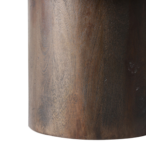 Tavolino da Caffè Ovale in Travertino con Base Cilindrica in Legno di Mango, Arredamento Moderno per Soggiorno - Product Image 5