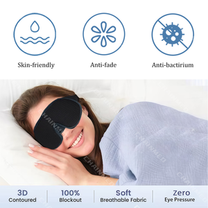 Masque de sommeil 3D respirant en mousse à mémoire de forme en soie glacée, réutilisable, avec logo personnalisé CM Health Care, pour des extensions de cils, améliorant le sommeil nocturne - Product Image 5