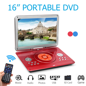 Lecteur DVD portable 16,9 pouces, écran pivotant rechargeable, USB/SD/AV, télécommande et manette de jeu pour les voyages en voiture, les enfants et le divertissement à domicile - Product Image 6